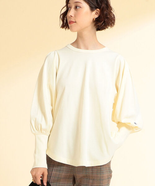 Ray BEAMS(レイビームス)の「Champion × Ray BEAMS / 別注 ロング スリーブ Tシャツ(Tシャツ/カットソー・レディース・チャコールグレー/オフホワイト/ダークブラウン・M)」の4枚目の写真