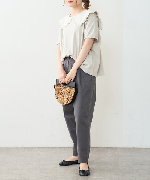 PUAL CE CIN（ピュアルセシン）の「ストレッチスリムテーパードパンツ（その他パンツ・レディース・グレー/オリーブ/グリーン/レッド系その他/ライトベージュ・FREE）」の2枚目の写真