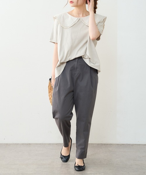 PUAL CE CIN（ピュアルセシン）の「ストレッチスリムテーパードパンツ（その他パンツ・レディース・グレー/オリーブ/グリーン/レッド系その他/ライトベージュ・FREE）」の12枚目の写真