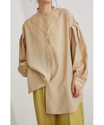 バンドカラーバックロングシアーシャツ