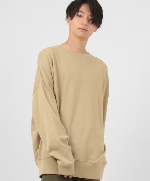 make a ray!(メイク ア レイ!)の「USAコットン ビッグシルエット 裏毛スウェット/ カットソー(スウェット・メンズ・ブラック/ベージュ/オフホワイト/グレイッシュベージュ/オリーブ/ブルー・M/L/XL)」の12枚目の写真