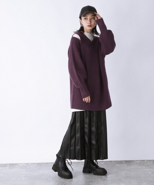 JEANASIS（ジーナシス）の「7Ｇクロスレイヤープルオーバー/237622（ニット/セーター・レディース・ブラック/グレー/パープル・FREE）」の16枚目の写真