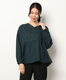Samansa Mos2 | 35th【Slowlinen】刺繍ブラウス(シャツ/ブラウス)