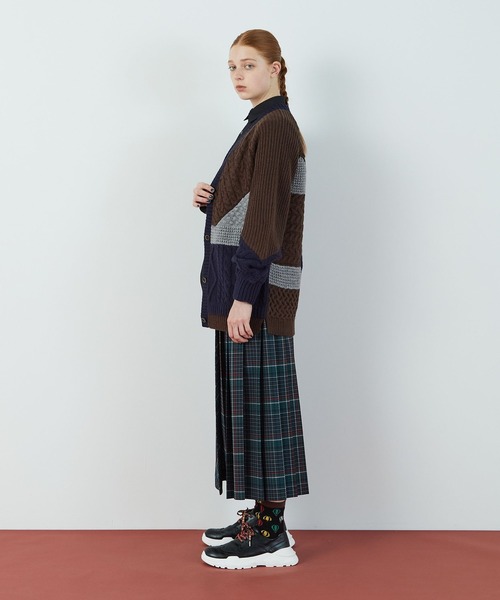 FRAPBOIS（フラボア）の「パッチケーブル（カーディガン/ボレロ・レディース・ホワイト/ネイビー・1）」の15枚目の写真