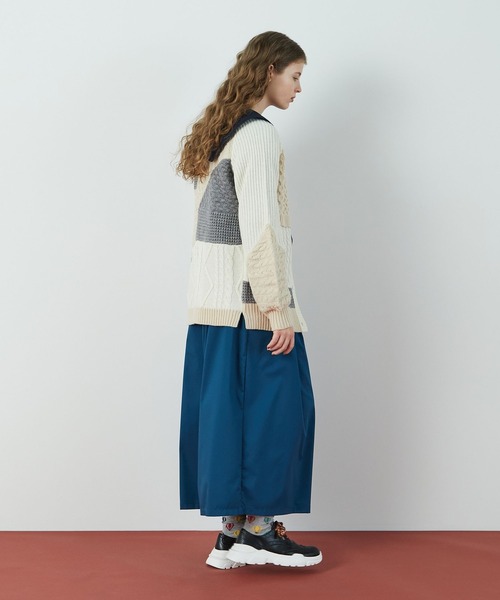 FRAPBOIS（フラボア）の「パッチケーブル（カーディガン/ボレロ・レディース・ホワイト/ネイビー・1）」の16枚目の写真