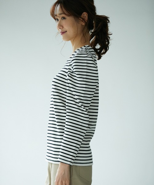 ROPE' PICNIC（ロペピクニック）の「ギャザースリーブカットトップス（Tシャツ/カットソー・レディース・ブラック/ホワイト系その他/ダークグリーン・38/40）」の4枚目の写真