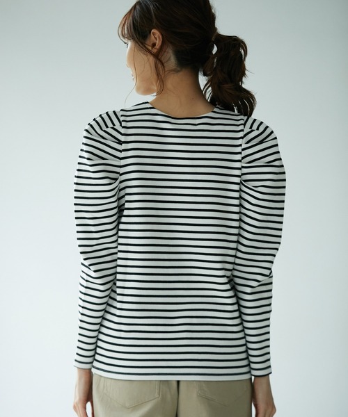 ROPE' PICNIC（ロペピクニック）の「ギャザースリーブカットトップス（Tシャツ/カットソー・レディース・ブラック/ホワイト系その他/ダークグリーン・38/40）」の5枚目の写真