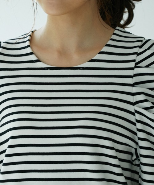 ROPE' PICNIC（ロペピクニック）の「ギャザースリーブカットトップス（Tシャツ/カットソー・レディース・ブラック/ホワイト系その他/ダークグリーン・38/40）」の6枚目の写真