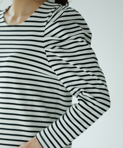 ROPE' PICNIC（ロペピクニック）の「ギャザースリーブカットトップス（Tシャツ/カットソー・レディース・ブラック/ホワイト系その他/ダークグリーン・38/40）」の7枚目の写真