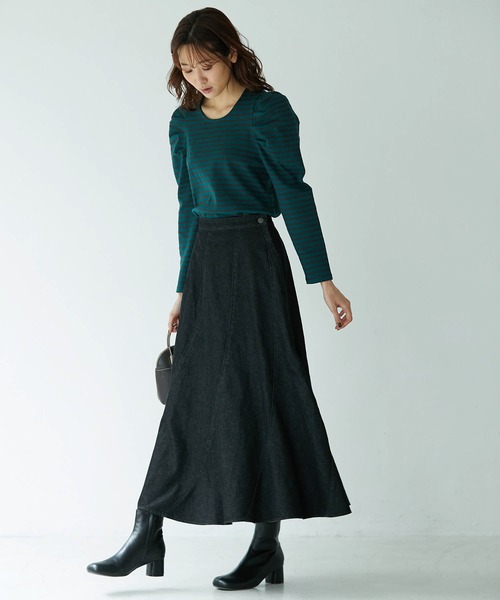 ROPE' PICNIC（ロペピクニック）の「ギャザースリーブカットトップス（Tシャツ/カットソー・レディース・ブラック/ホワイト系その他/ダークグリーン・38/40）」の14枚目の写真