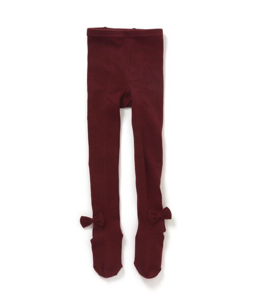 Seraph（セラフ）の「リボン付き丸編みリブタイツ（タイツ/ストッキング・キッズ・ブラウン/チャコール/アイボリー/カーキ・90/100/110/120/140）」の4枚目の写真