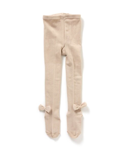 Seraph（セラフ）の「リボン付き丸編みリブタイツ（タイツ/ストッキング・キッズ・ブラウン/チャコール/アイボリー/カーキ・90/100/110/120/140）」の2枚目の写真