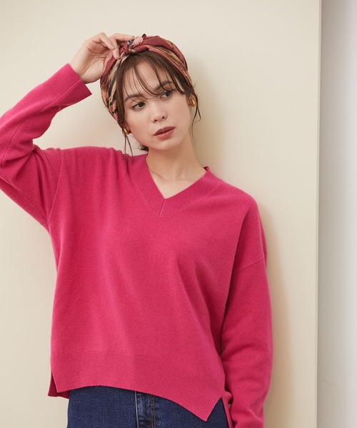 ROPE'（ロペ）の「【シリーズ】カシミアブレンドVネックニット（ニット/セーター・レディース・ライトグレー/ダークブラウン/キナリ/ピンク系その他2・38）」の4枚目の写真