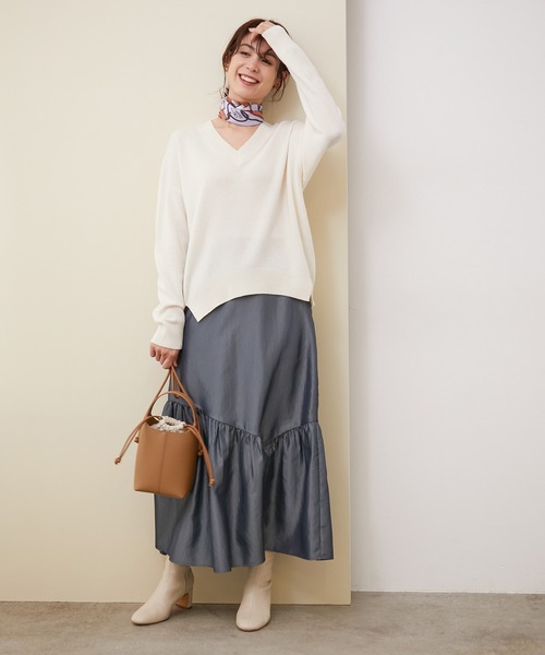 ROPE'（ロペ）の「【シリーズ】カシミアブレンドVネックニット（ニット/セーター・レディース・ライトグレー/ダークブラウン/キナリ/ピンク系その他2・38）」の7枚目の写真