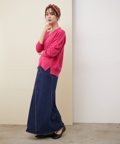 ROPE'（ロペ）の「【シリーズ】カシミアブレンドVネックニット（ニット/セーター・レディース・ライトグレー/ダークブラウン/キナリ/ピンク系その他2・38）」の8枚目の写真