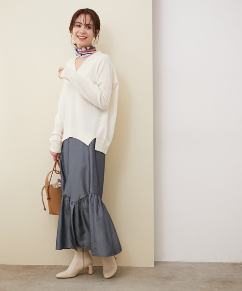 ROPE'（ロペ）の「【シリーズ】カシミアブレンドVネックニット（ニット/セーター・レディース・ライトグレー/ダークブラウン/キナリ/ピンク系その他2・38）」の6枚目の写真