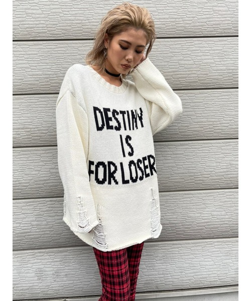 EGOIST（エゴイスト）の「ダメージメッセージニットトップス（ニット/セーター・レディース・ホワイト/ブラック/グリーン・FREE）」の15枚目の写真