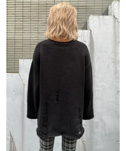 EGOIST（エゴイスト）の「ダメージメッセージニットトップス（ニット/セーター・レディース・ホワイト/ブラック/グリーン・FREE）」の12枚目の写真