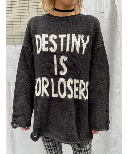 EGOIST（エゴイスト）の「ダメージメッセージニットトップス（ニット/セーター・レディース・ホワイト/ブラック/グリーン・FREE）」の16枚目の写真