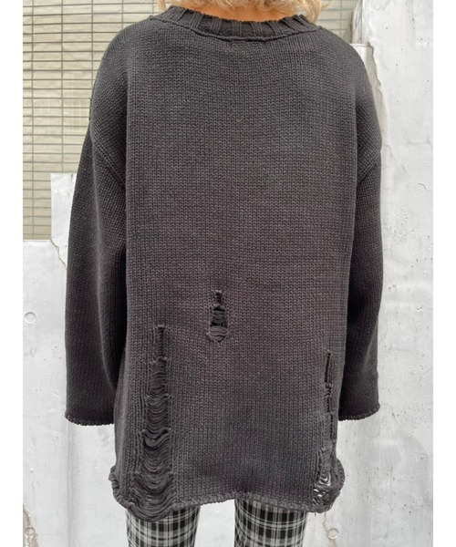 EGOIST（エゴイスト）の「ダメージメッセージニットトップス（ニット/セーター・レディース・ホワイト/ブラック/グリーン・FREE）」の20枚目の写真