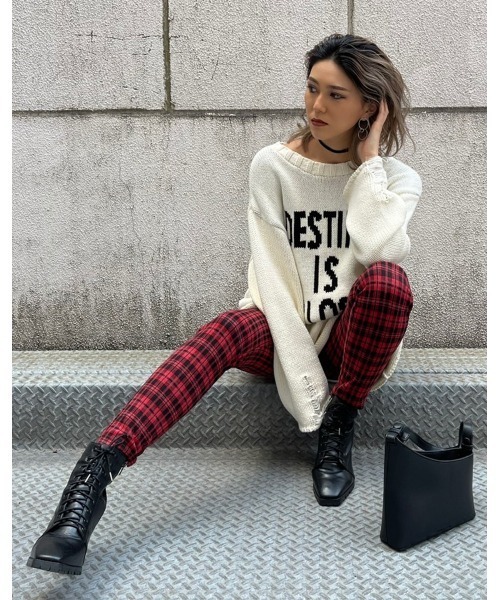 EGOIST（エゴイスト）の「ダメージメッセージニットトップス（ニット/セーター・レディース・ホワイト/ブラック/グリーン・FREE）」の21枚目の写真