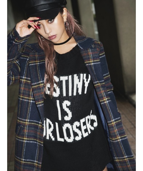 EGOIST（エゴイスト）の「ダメージメッセージニットトップス（ニット/セーター・レディース・ホワイト/ブラック/グリーン・FREE）」の5枚目の写真