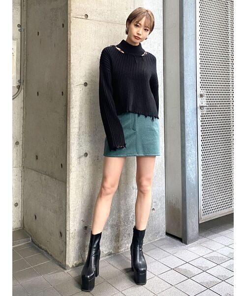 EMODA（エモダ）の「ドットワイドベルトハイウエストスカート（スカート・レディース・ブラック/グリーン/アイボリー・SMALL/MEDIUM）」の4枚目の写真