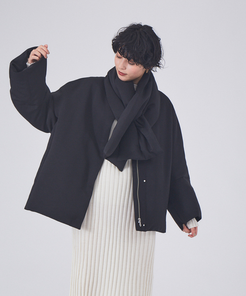 Rouge vif(ルージュヴィフ)の「グログランダウン(ダウンジャケット/コート・レディース・アイボリー/ブラック・36/38)」の2枚目の写真