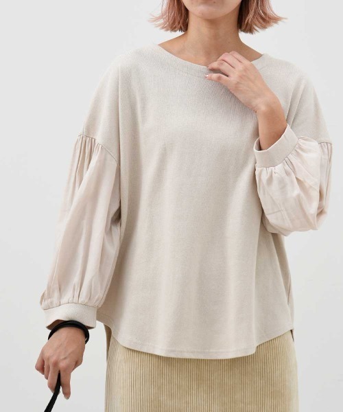 LUPILIEN（ルピリアン）の「袖ボリュームドッキングプルオーバー（Tシャツ/カットソー・レディース・ブラック/オフホワイト/オレンジ/ブルー・FREE）」の2枚目の写真