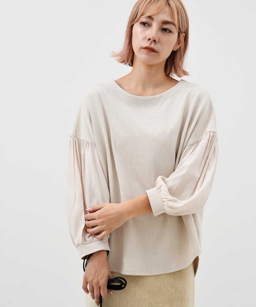 LUPILIEN（ルピリアン）の「袖ボリュームドッキングプルオーバー（Tシャツ/カットソー・レディース・ブラック/オフホワイト/オレンジ/ブルー・FREE）」の10枚目の写真
