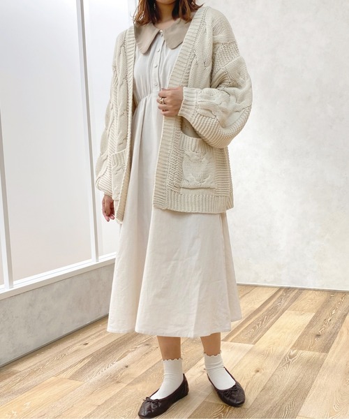 apres jour(アプレジュール)の「配色えりワンピース【ZOZOTOWN限定アイテム】(ワンピース・レディース・ベージュ/アイボリー/グリーン・MEDIUM/SMALL/X-LARGE)」の11枚目の写真
