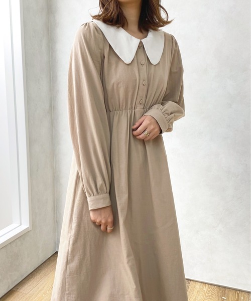 apres jour(アプレジュール)の「配色えりワンピース【ZOZOTOWN限定アイテム】(ワンピース・レディース・ベージュ/アイボリー/グリーン・MEDIUM/SMALL/X-LARGE)」の12枚目の写真