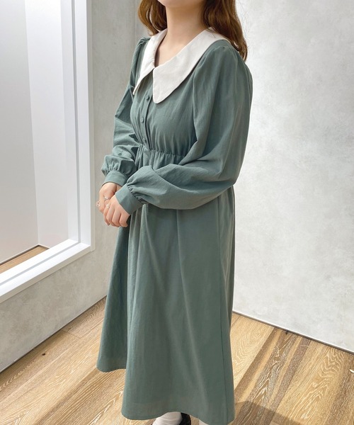 apres jour(アプレジュール)の「配色えりワンピース【ZOZOTOWN限定アイテム】(ワンピース・レディース・ベージュ/アイボリー/グリーン・MEDIUM/SMALL/X-LARGE)」の20枚目の写真