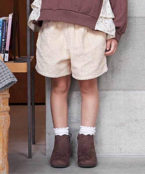 apres les cours（アプレレクール）の「/コーデュロイショートパンツ（その他パンツ・キッズ・チャコール/アイボリー/ラベンダー/ライトグレー/ブラウン/ベージュ・130/100/120/90/80/110/140）」の2枚目の写真