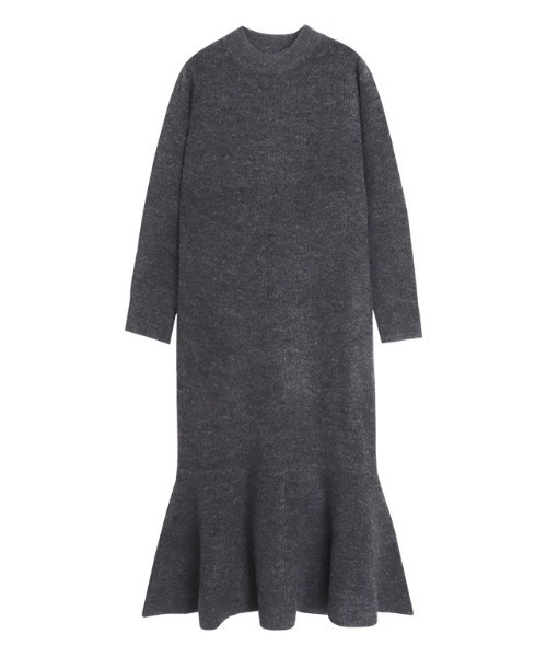 Pierrot（ピエロ）の「ふんわりウォッシャブル裾切り替えプチハイネックニットワンピース（ワンピース・レディース・ネイビー/モカ/チャコール/ベージュ/ブラウン/グリーン/グレイッシュベージュ/ブルー・M/L）」の12枚目の写真