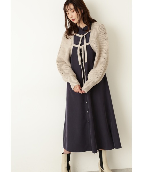 JILL STUART(ジルスチュアート)の「◆チコニットコンビワンピース(ワンピース・レディース・ネイビー/レッド・2/0)」の2枚目の写真