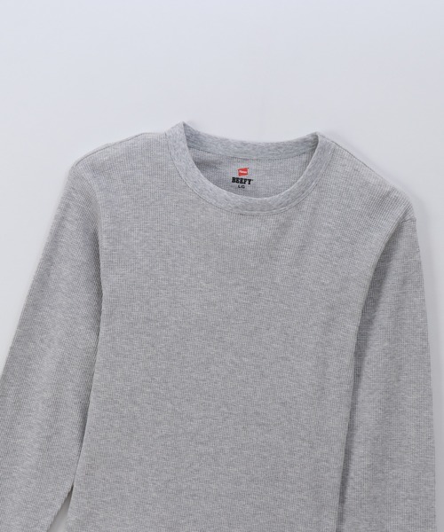 HANES（ヘインズ）の「【Hanes/ヘインズ】メンズ ビーフィー サーマルクルーネックロングスリーブTシャツ（Tシャツ/カットソー・メンズ・ホワイト/ブラック/ヘザーグレー/ネイビー・X-LARGE/MEDIUM/LARGE/SMALL）」の7枚目の写真