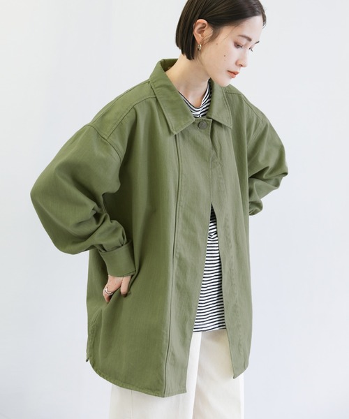 select MOCA(セレクトモカ)の「2022 SS オーバーサイズカラーデニムシャツジャケット(デニムジャケット・レディース・ブラック/ピンク/アイボリー/ライトカーキ・FREE)」の14枚目の写真