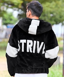 フェイクファーバックロゴフードブルゾン