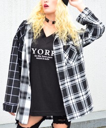 切り替えチェックシャツ