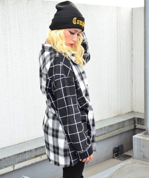 babyShoop（ベイビーシュープ）の「切り替えチェックシャツ（シャツ/ブラウス・レディース・ブラック・FREE）」の2枚目の写真