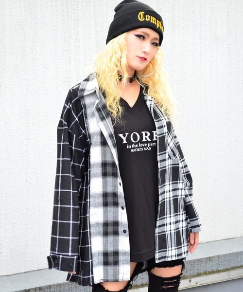 babyShoop（ベイビーシュープ）の「切り替えチェックシャツ（シャツ/ブラウス・レディース・ブラック・FREE）」の3枚目の写真