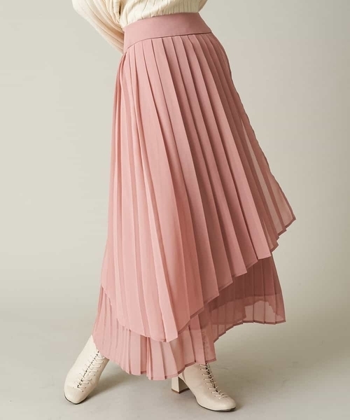 A de a.v.v（アードアー・ヴェ・ヴェ）の「レイヤードアシンメトリーシフォンプリーツスカート（スカート・レディース・ブラック/ベージュ/ライトピンク・39）」の13枚目の写真