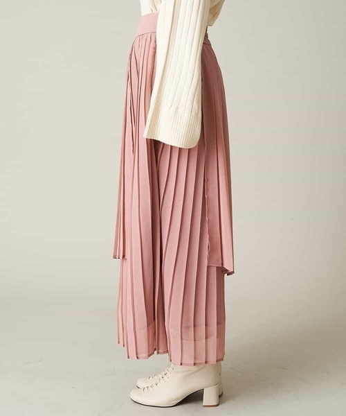 A de a.v.v（アードアー・ヴェ・ヴェ）の「レイヤードアシンメトリーシフォンプリーツスカート（スカート・レディース・ブラック/ベージュ/ライトピンク・39）」の16枚目の写真