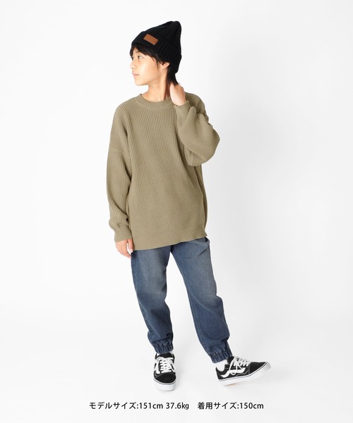 GLAZOS(グラソス)の「ニット・ドロップショルダー畦編みセーター【マシンウォッシャブル】(ニット/セーター・キッズ・ブラック/ブルー/アイボリー/ベージュ系その他・130cm/140cm/150cm/160cm/170cm)」の11枚目の写真