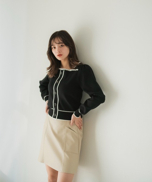 FREE'S MART（フリーズマート）の「【Sシリーズ対応】フェイクレザーミニスカート（スカート・レディース・ベージュ/ブラック・MEDIUM/SMALL）」の13枚目の写真