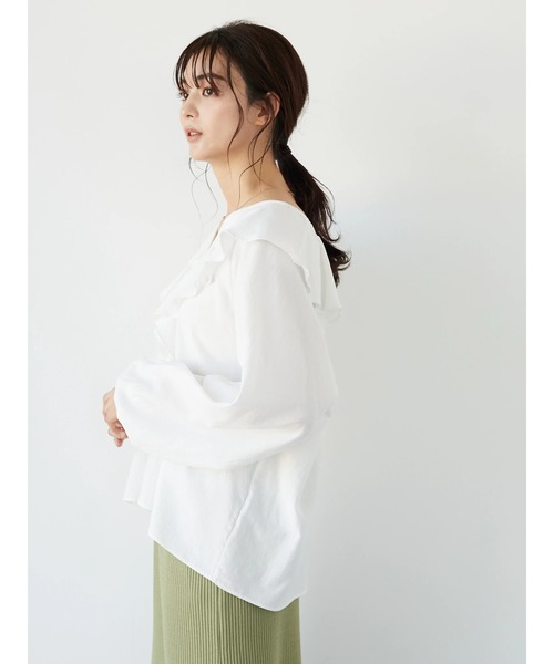 CRAFT STANDARD BOUTIQUE（クラフトスタンダードブティック）の「フリルカラーブラウス　＊◆（シャツ/ブラウス・レディース・ブラック/オフホワイト/ミント・FREE）」の5枚目の写真