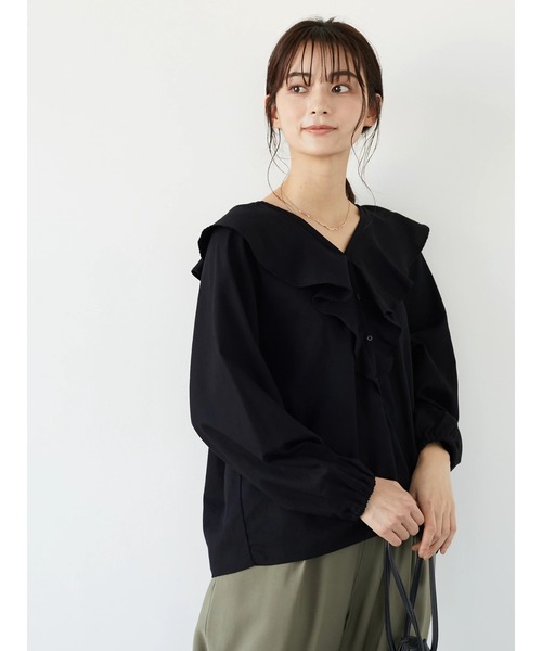 CRAFT STANDARD BOUTIQUE（クラフトスタンダードブティック）の「フリルカラーブラウス　＊◆（シャツ/ブラウス・レディース・ブラック/オフホワイト/ミント・FREE）」の6枚目の写真