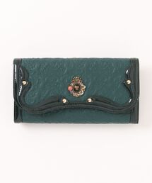 【極美品】ANNA SUI　ジェミニ　口金長財布　グリーン アナスイ ANNA SUI がま口かぶせ長財布 ルーミー 310491