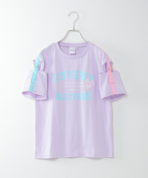 CONVERSE ALL STAR(コンバースオールスター)の「【キッズ】CONVERSE コンバース 肩テープT(130~160cm)(Tシャツ/カットソー・キッズ・ブラック/ライトパープル・130/140/160/150)」の2枚目の写真